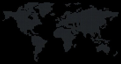 Obraz Mapa świata z kropek na czarnym tle