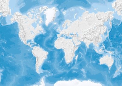 Obraz Mapa świata z morzami i górami