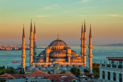Obraz Meczet w Stambule na tle pięknego krajobrazu