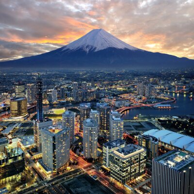 Miasto Yokohama i góra Fuji