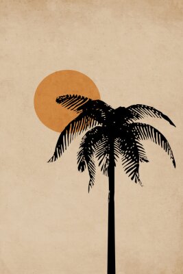 Obraz Minimalistyczna palma i słońce