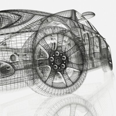 Obraz Model nowoczesnego auta 3D