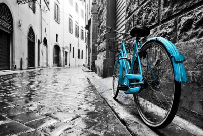 Obraz Niebieski rower w uliczce