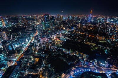 Obraz Nocna panorama Tokio ze światłami
