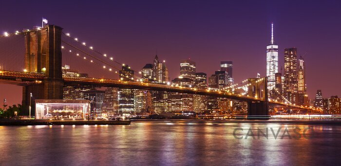 Obraz Nowy Jork nocą Brooklyn Bridge