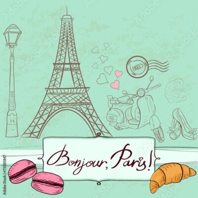 Obraz Paryż croissanty i makaroniki