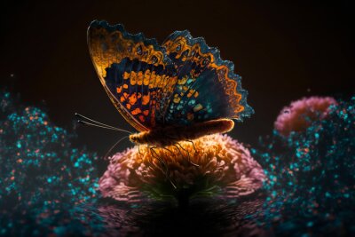 Obraz Piękny motyl na ciemnym tle
