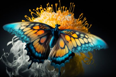 Obraz Piękny motyl na ciemnym tle