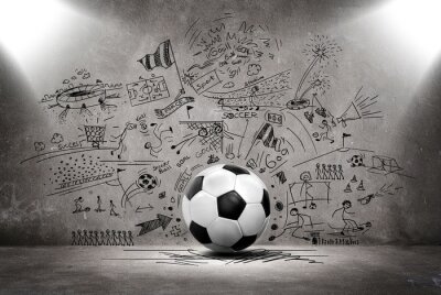 Obraz Piłka na tle betonowej ściany