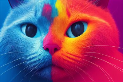 Obraz Portret kota w dwóch kolorach