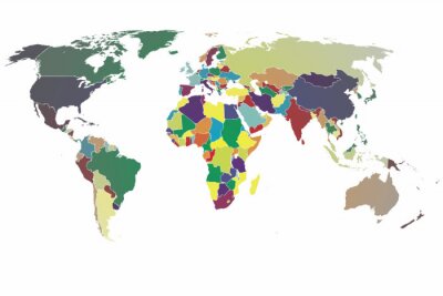 Obraz Różne kolory na mapie świata