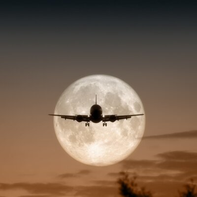 Obraz Samolot na tle księżyca