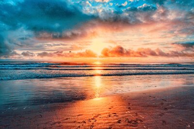 Obraz Skały, morze i wschód słońca