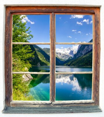 Obraz Spoglądając przez drewniane okno