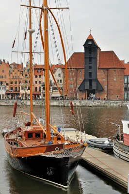 Obraz Stare Miasto w Gdańsku i statek