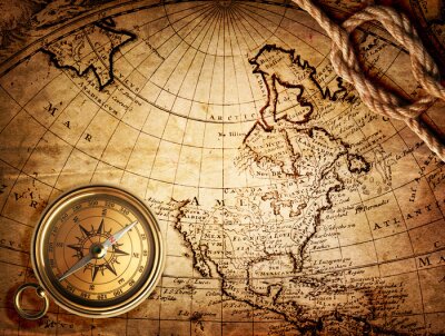 Obraz Stary kompas i mapa