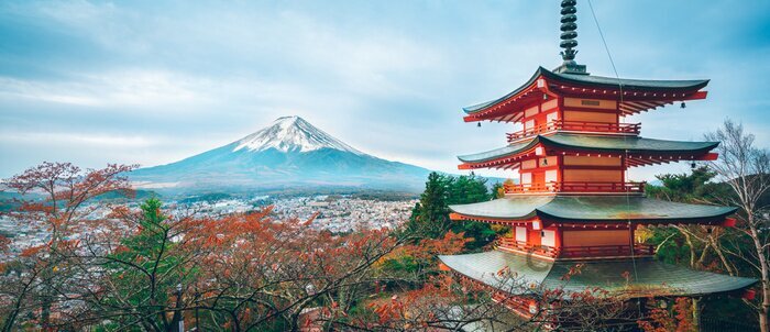 Obraz Świątynia i góra Fuji w Tokio