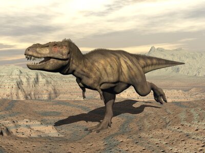 Obraz Sylwetka tyranozaura w trójwymiarze