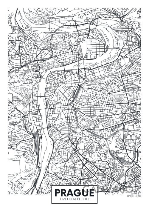 Obraz Szczegółowa mapa miasta Praga