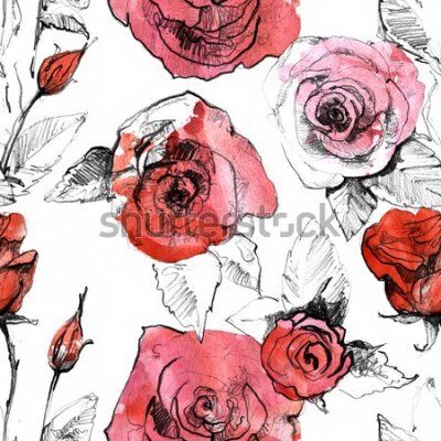 Obraz Szkic z czerwonymi różami