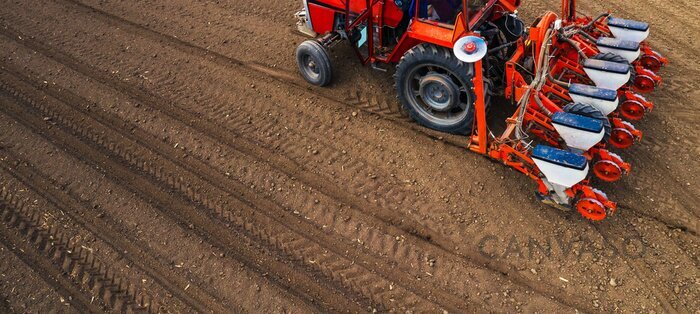 Obraz Traktor siejący zboże