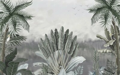 Obraz Tropikalne palmy i bananowce