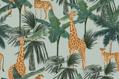 Obraz Tropikalny wzór z żyrafami