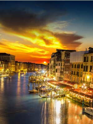 Obraz Wenecja nocą i oświetlenie
