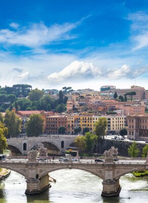 Obraz Widok na most i Tyber w Rzymie