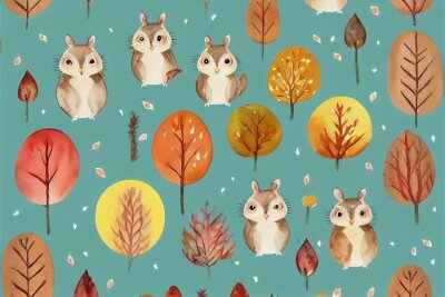 Obraz Wiewiórki w jesiennym lesie