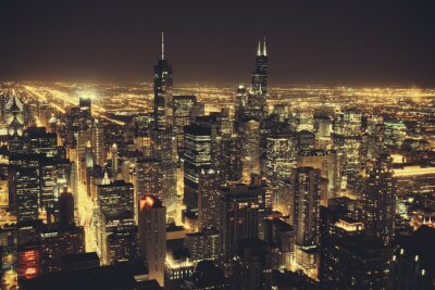 Obraz Wieżowce Chicago nocą