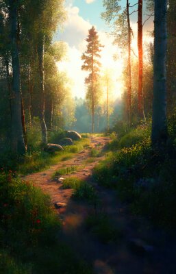 Obraz Wiosenna polana w lesie