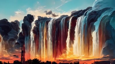 Obraz Wodospady podczas zachodu słońca
