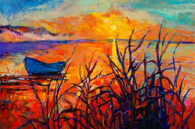 Obraz Zachód słońca nad oceanem malarstwo impresjonistyczne