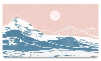 Obraz Zimowe wzgórza na pastelowym pejzażu